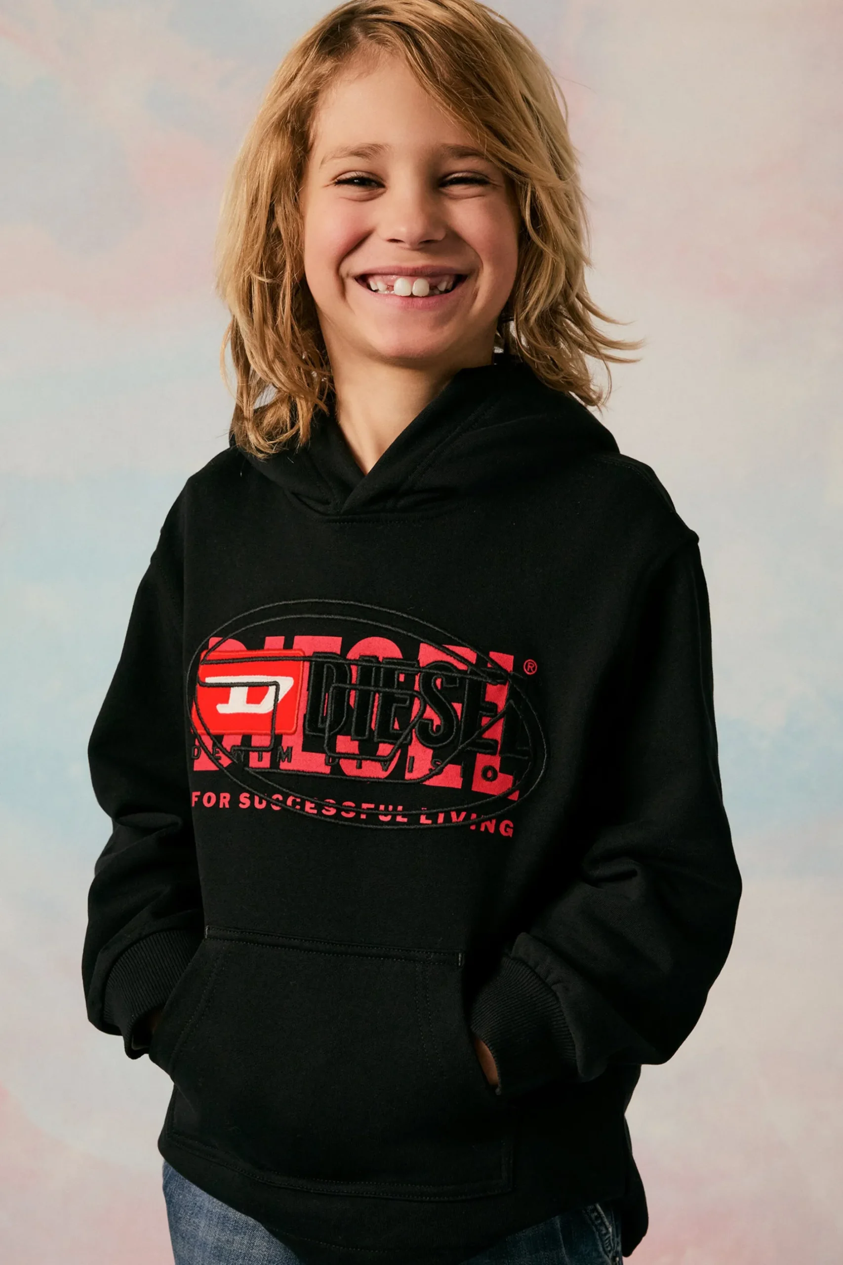 DIESEL Felpa con cappuccio e triplo logo | Bambino Logomania | Logomania