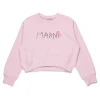 MARNI Felpa cropped girocollo con logo Flower | Felpe