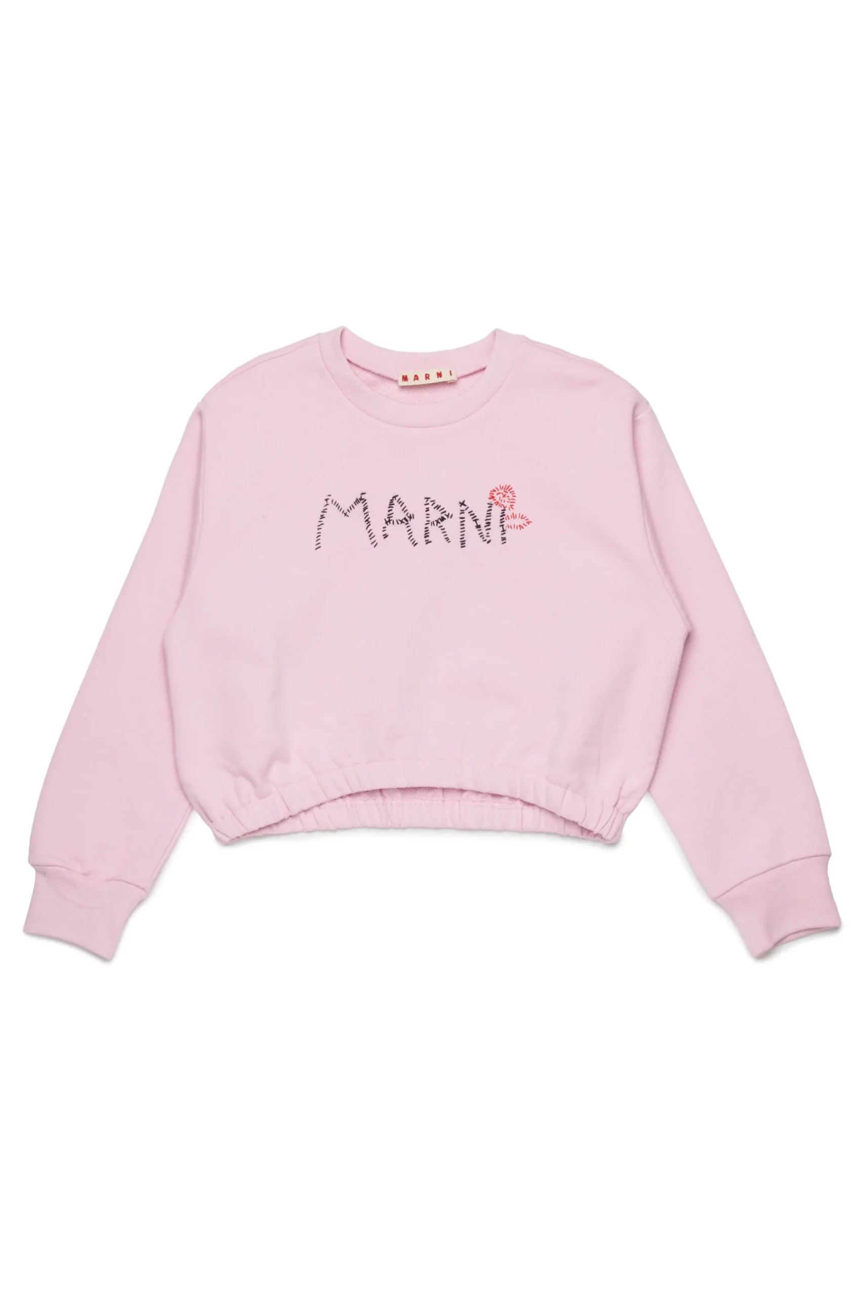 MARNI Felpa cropped girocollo con logo Flower | Felpe