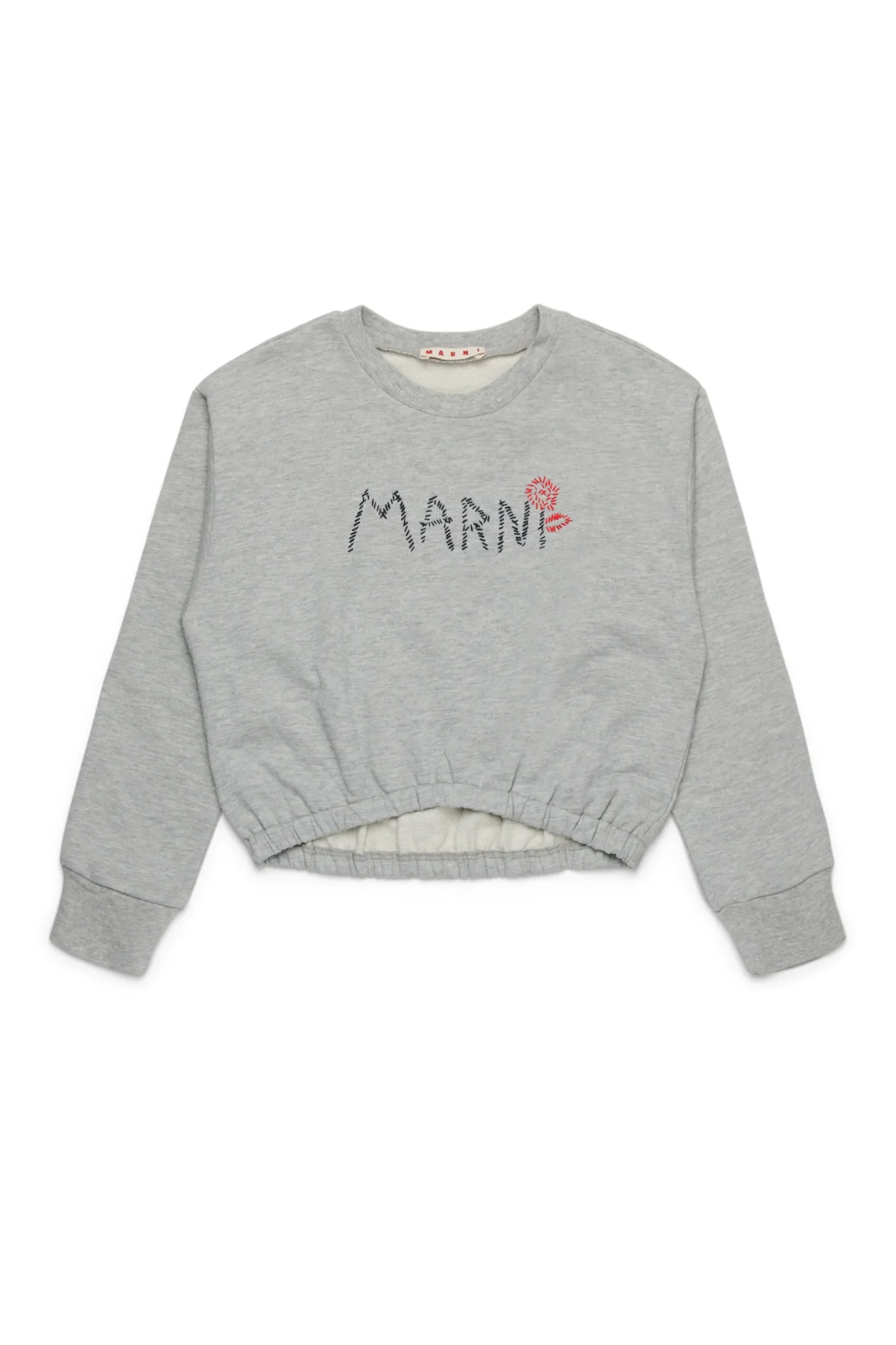 MARNI Felpa cropped girocollo con logo Flower | Felpe