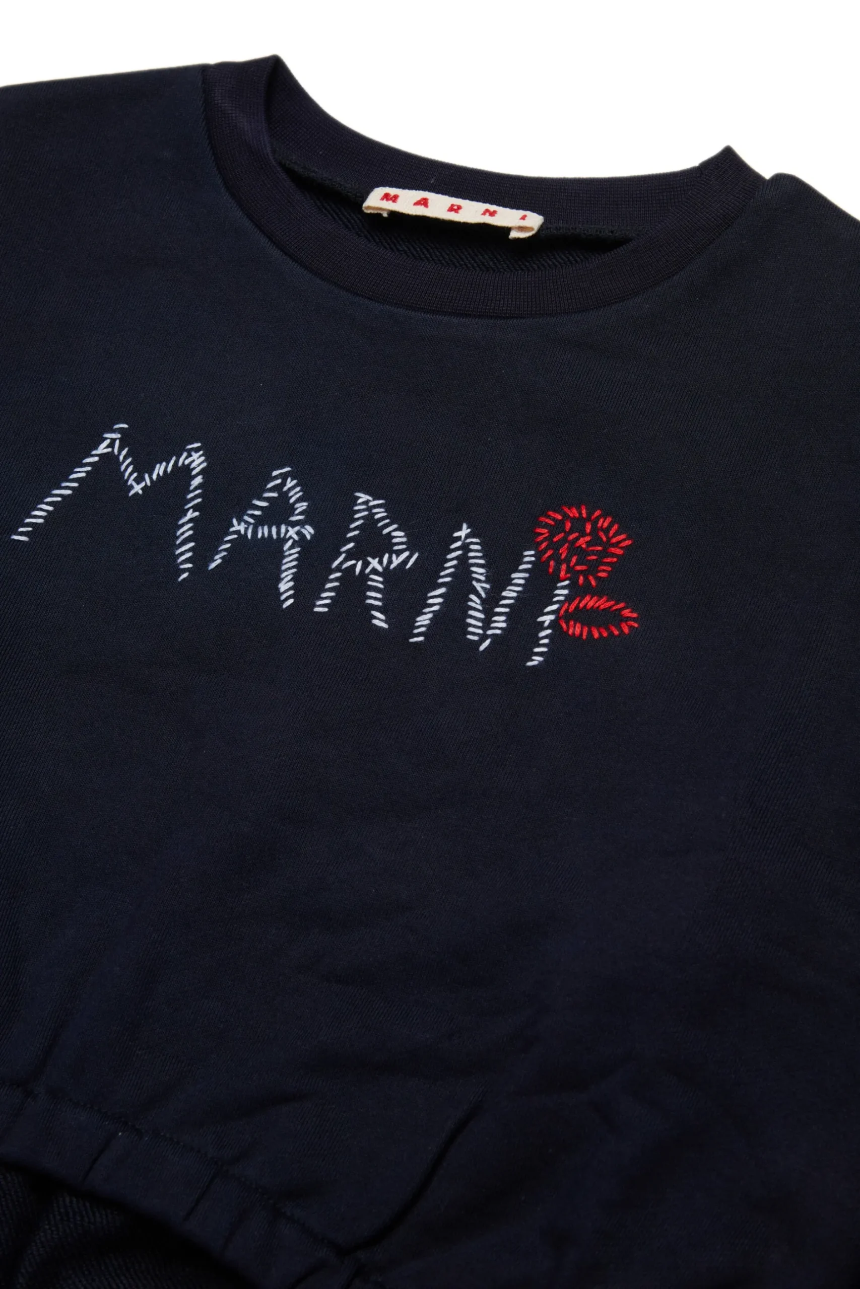 MARNI Felpa cropped girocollo con logo Flower | Felpe