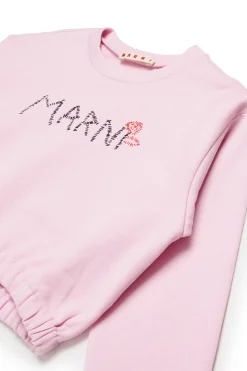 MARNI Felpa cropped girocollo con logo Flower | Felpe