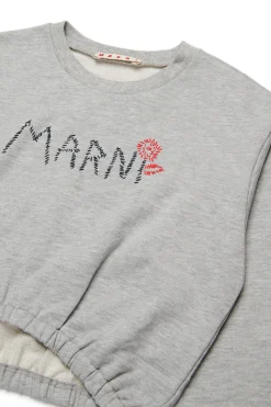 MARNI Felpa cropped girocollo con logo Flower | Felpe