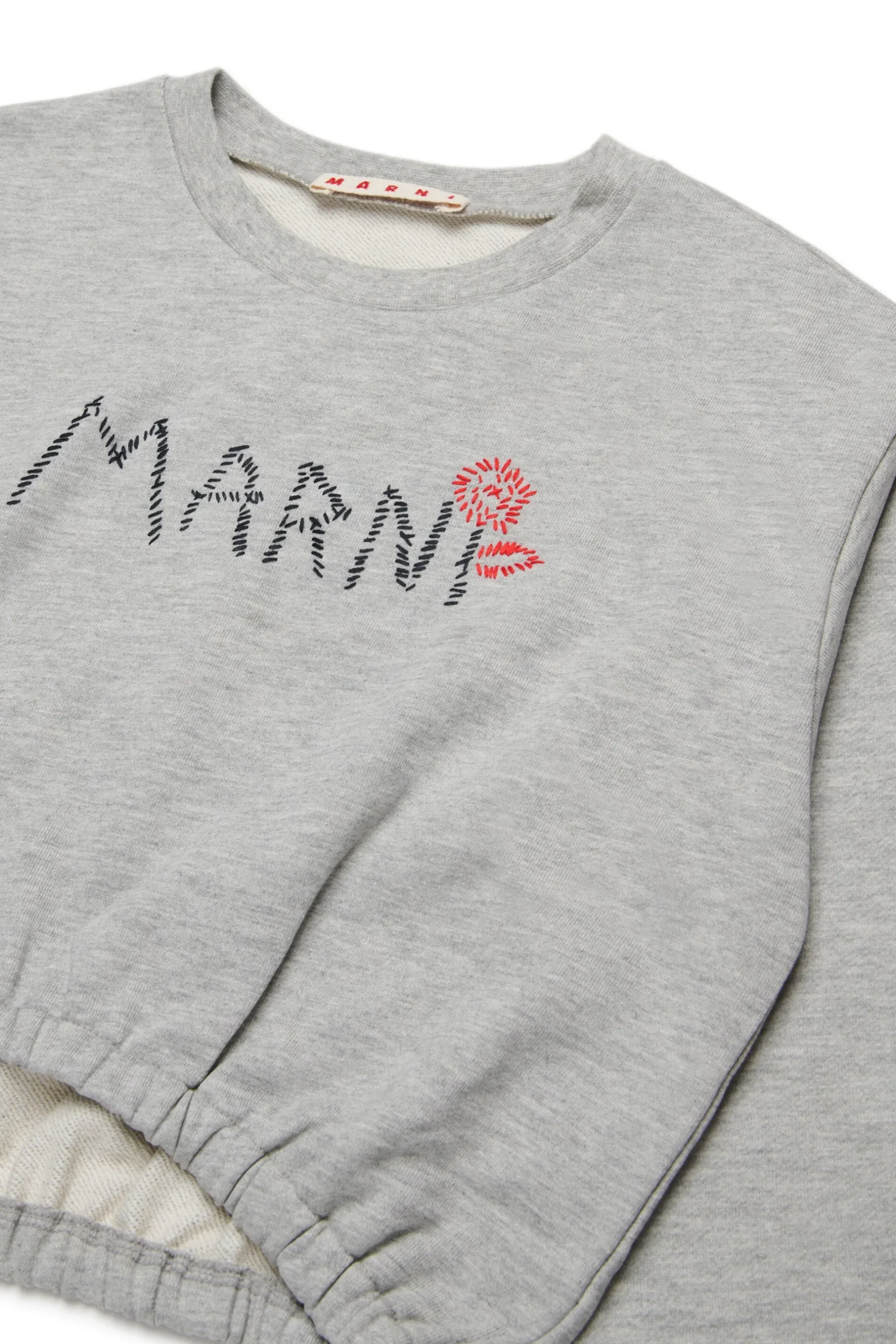 MARNI Felpa cropped girocollo con logo Flower | Felpe