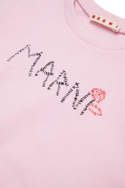 MARNI Felpa cropped girocollo con logo Flower | Felpe