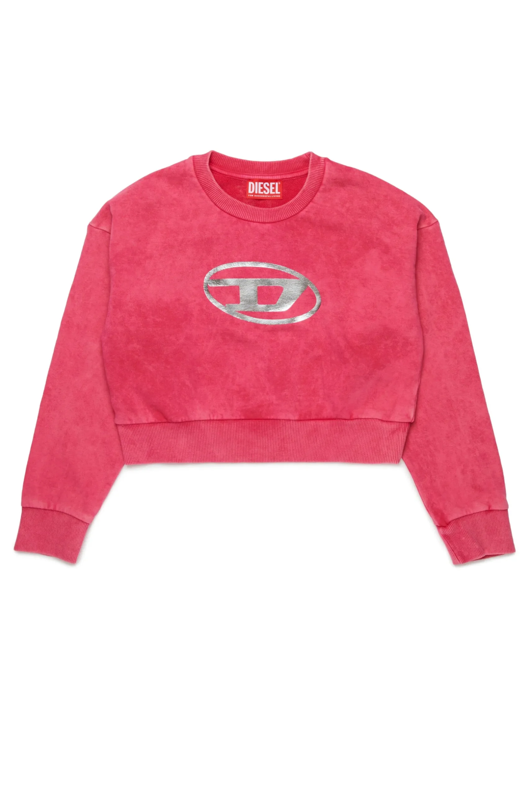 DIESEL Felpa cropped marmorizzata con logo Oval D | Bambino Felpe | Oval D By Diesel