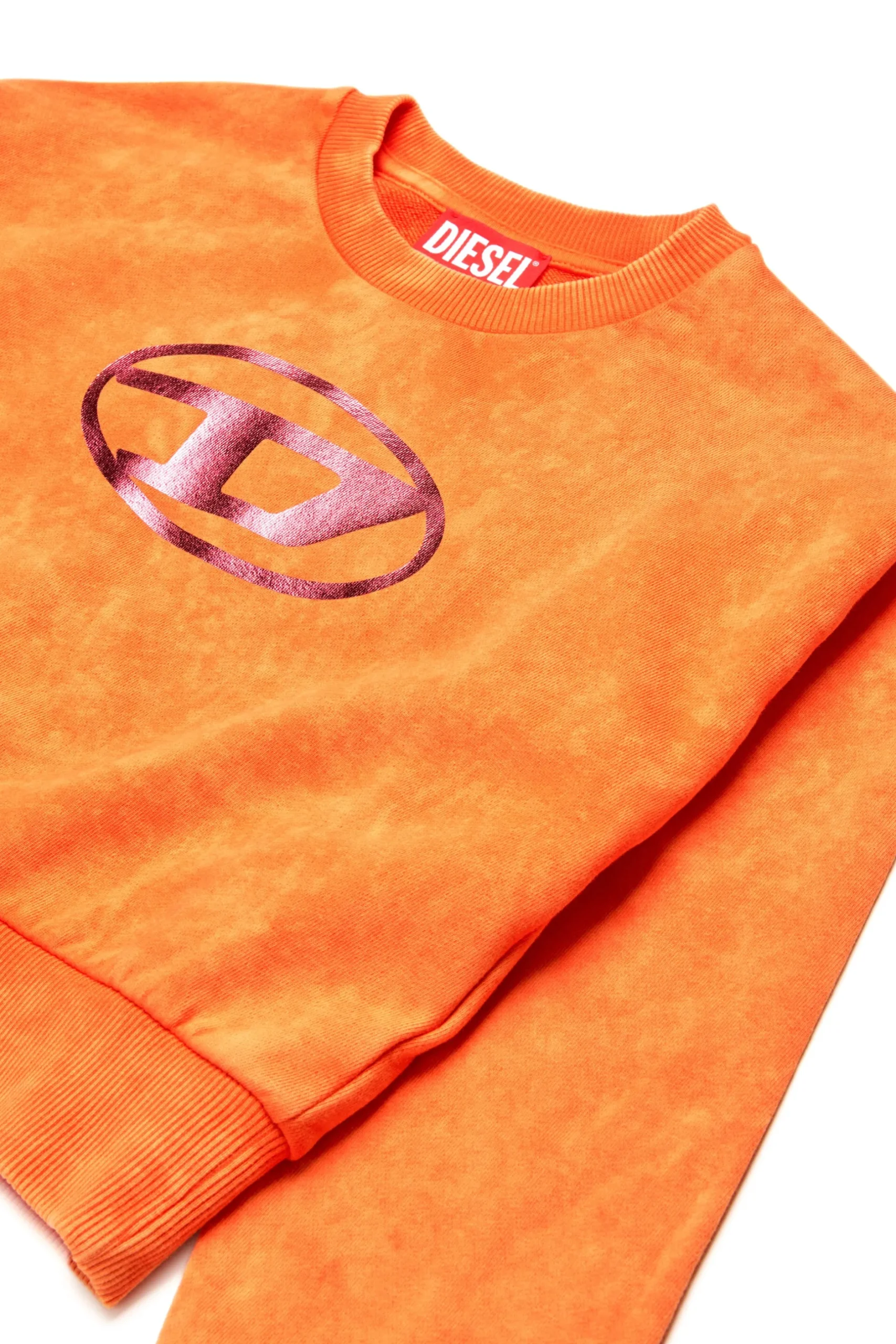 DIESEL Felpa cropped marmorizzata con logo Oval D | Bambino Felpe | Oval D By Diesel