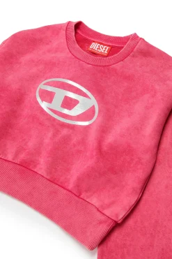 DIESEL Felpa cropped marmorizzata con logo Oval D | Bambino Felpe | Oval D By Diesel