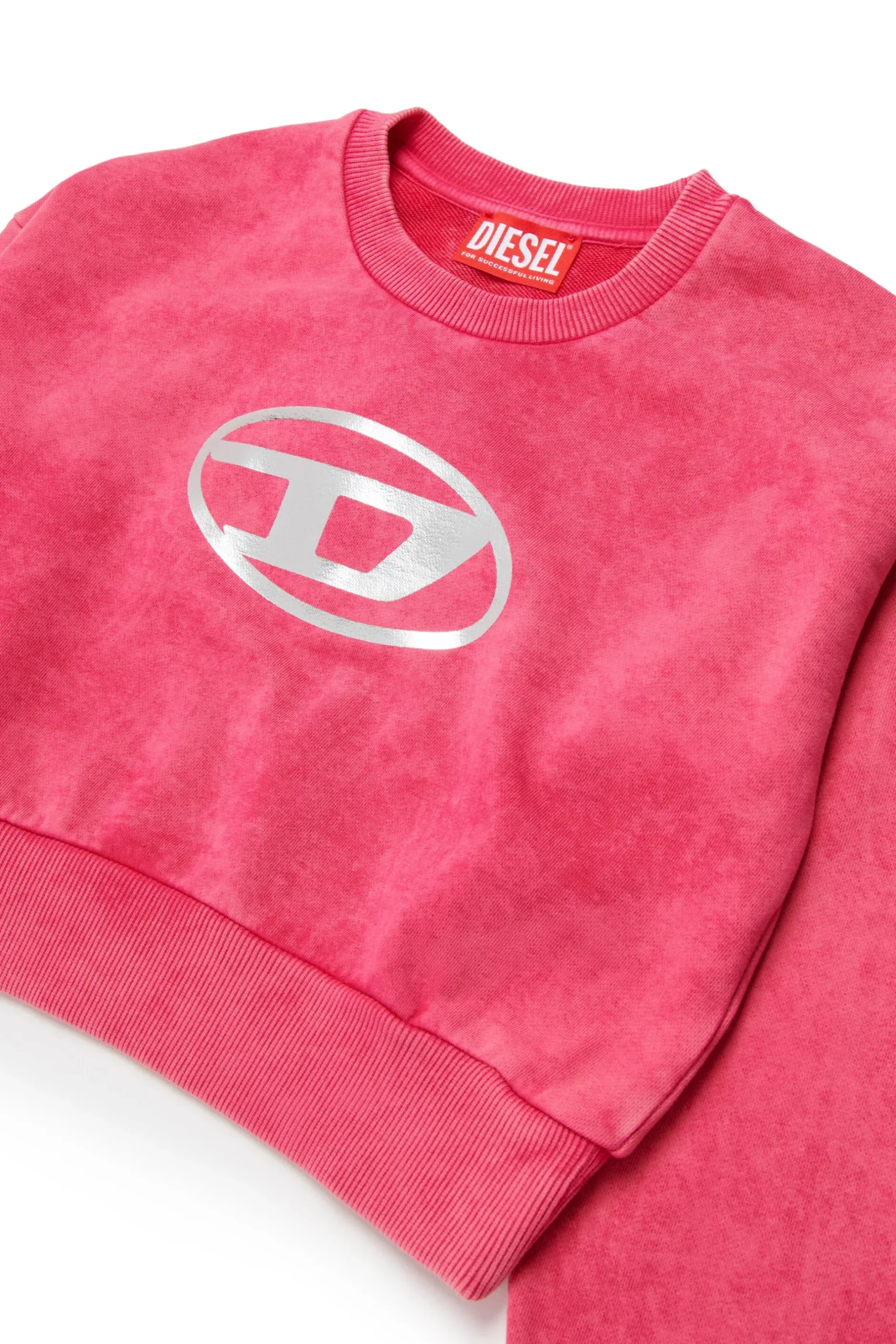 DIESEL Felpa cropped marmorizzata con logo Oval D | Bambino Felpe | Oval D By Diesel