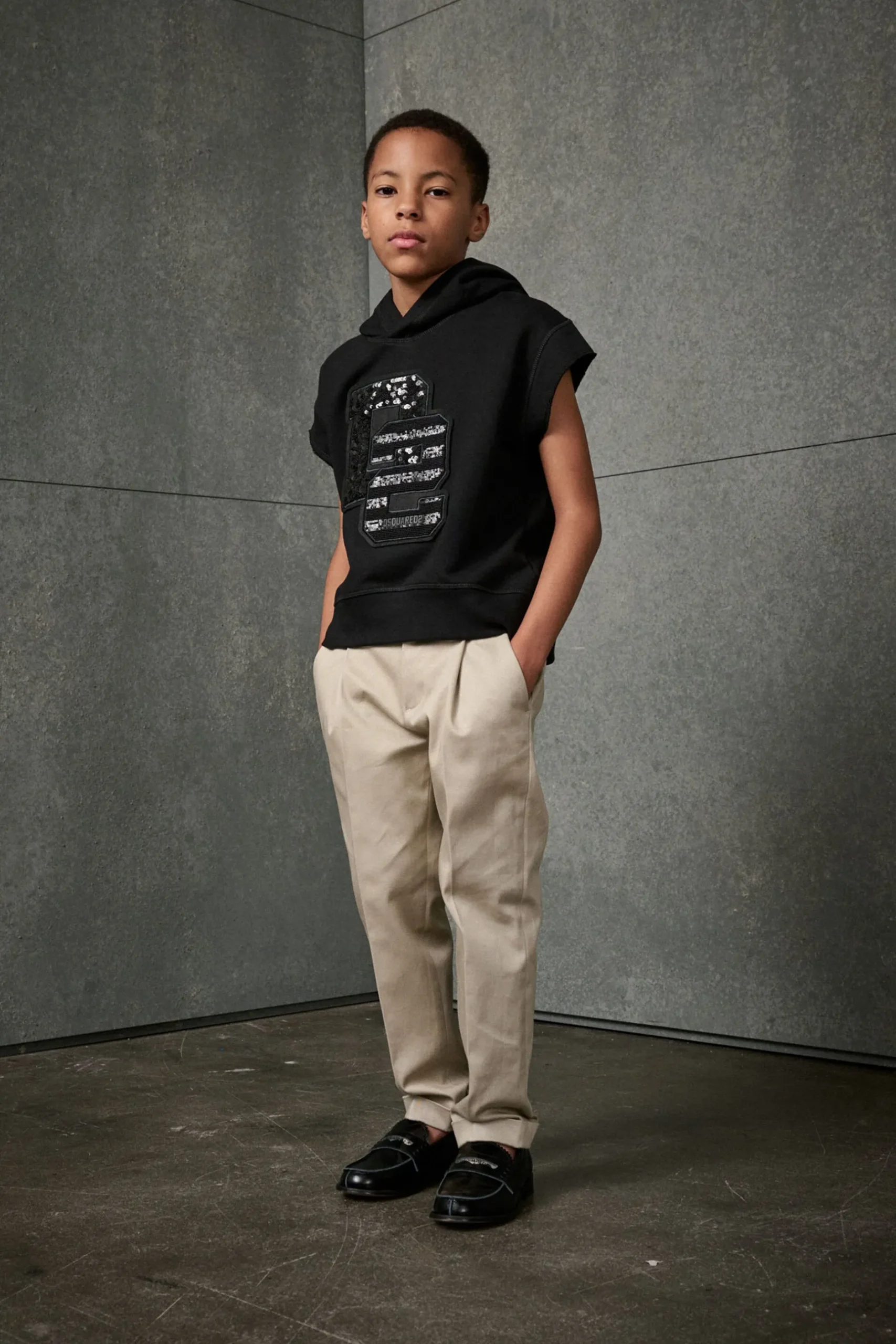 DSQUARED2 Felpa evening smanicata con logo glitterato | Bambino Felpe | Logomania