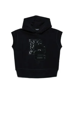 DSQUARED2 Felpa evening smanicata con logo glitterato | Bambino Felpe | Logomania