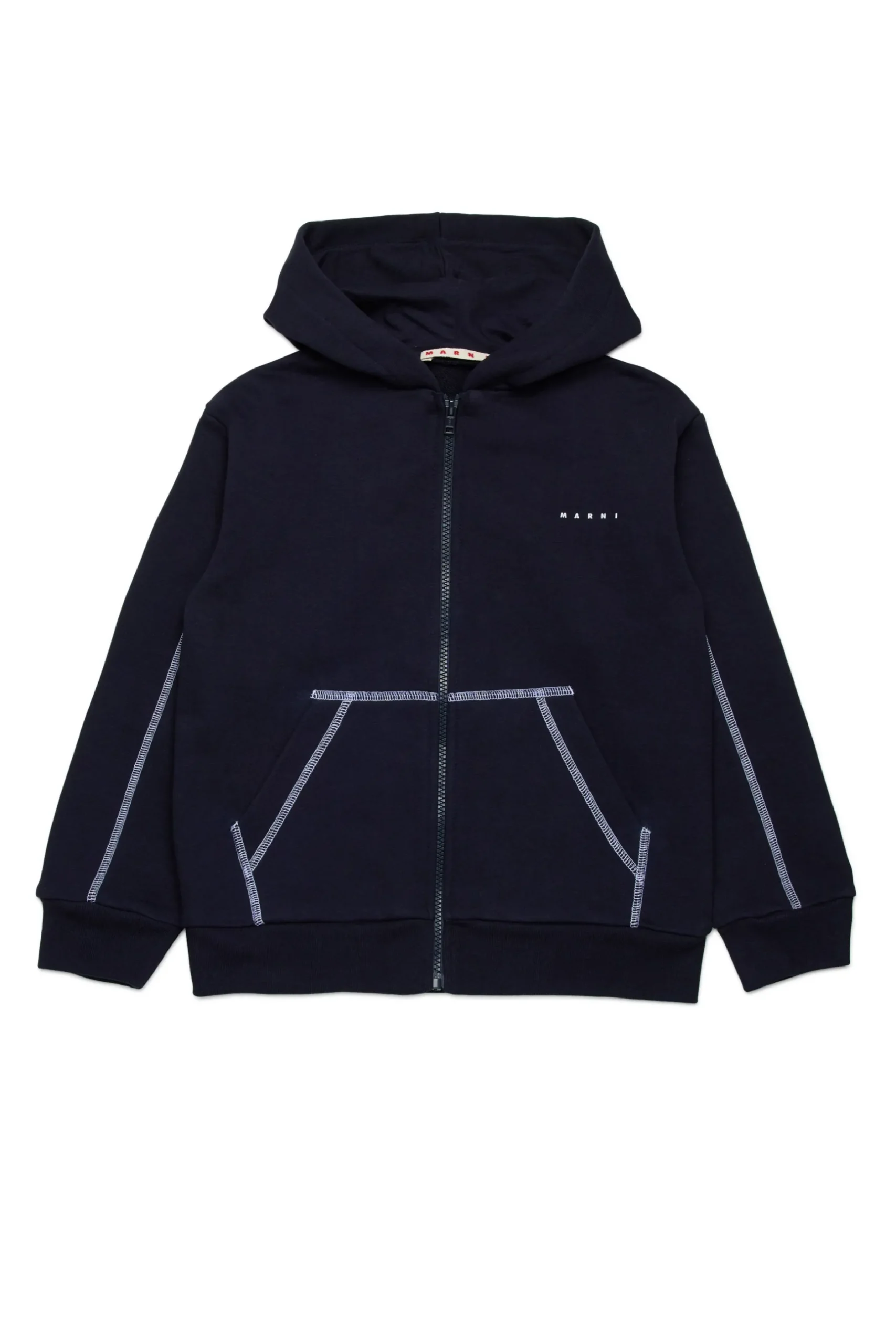 MARNI Felpa full zip con cuciture a contrasto | Bambino Felpe | Activewear