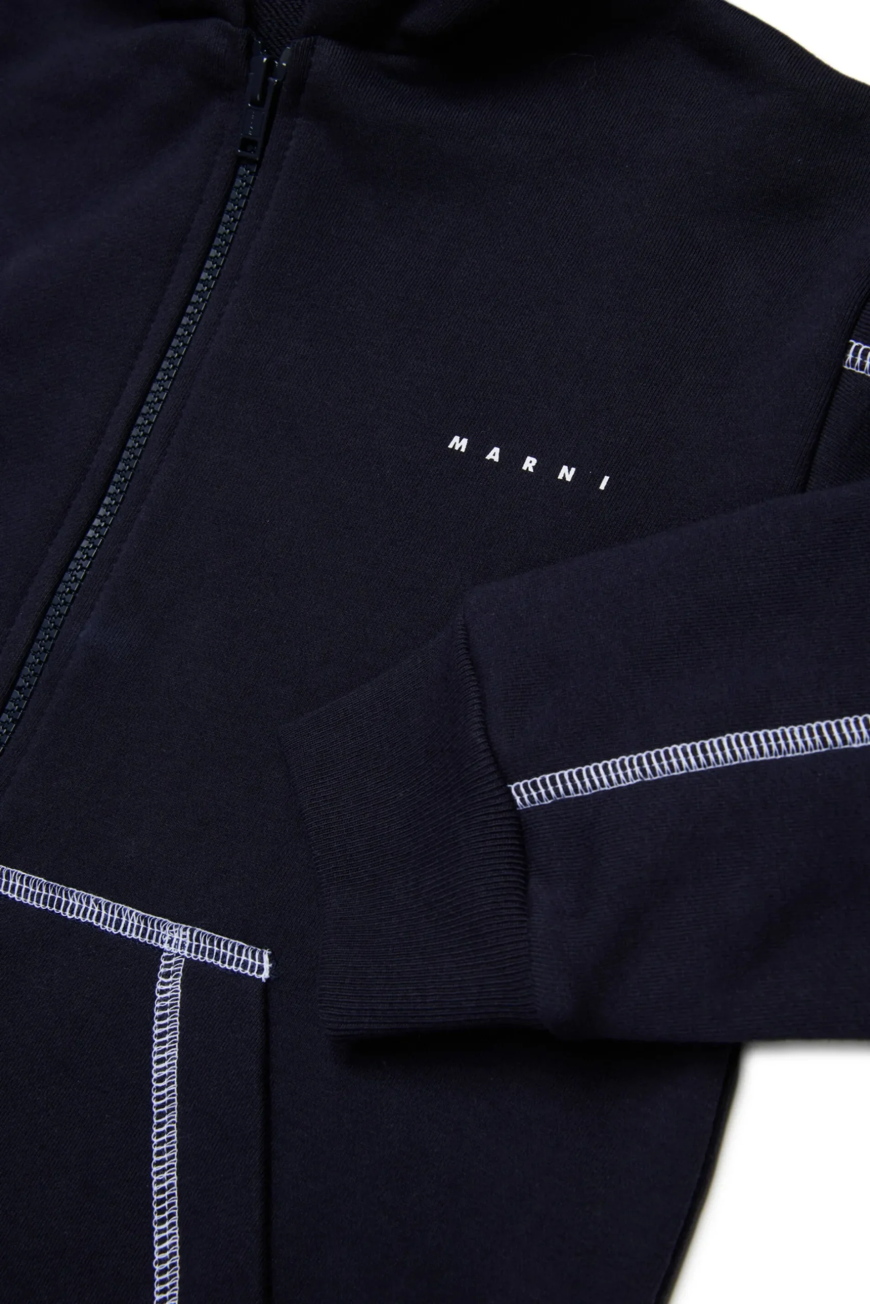 MARNI Felpa full zip con cuciture a contrasto | Bambino Felpe | Activewear