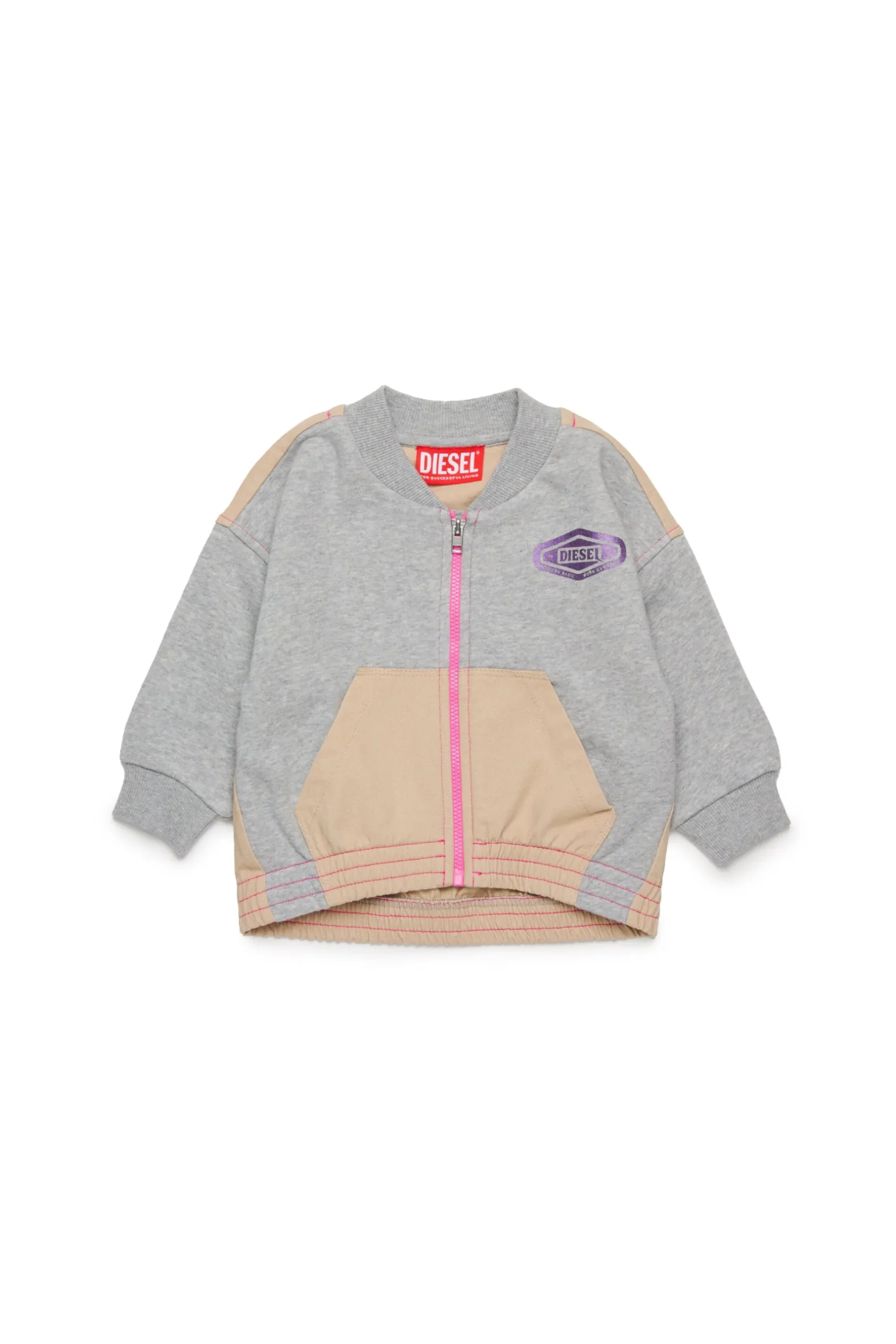 DIESEL Felpa full zip con inserti colorblock | Bambino Felpe | Oval D By Diesel