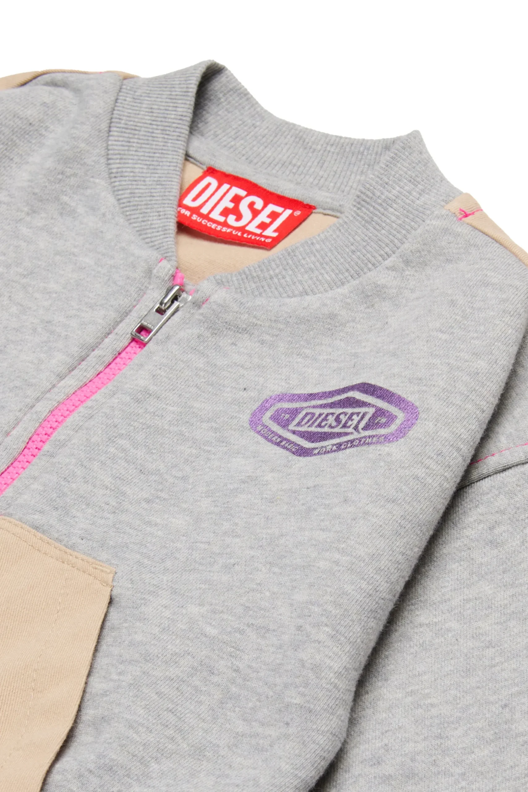 DIESEL Felpa full zip con inserti colorblock | Bambino Felpe | Oval D By Diesel