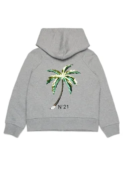 N°21 Felpa full zip con Palma in paillettes | Felpe