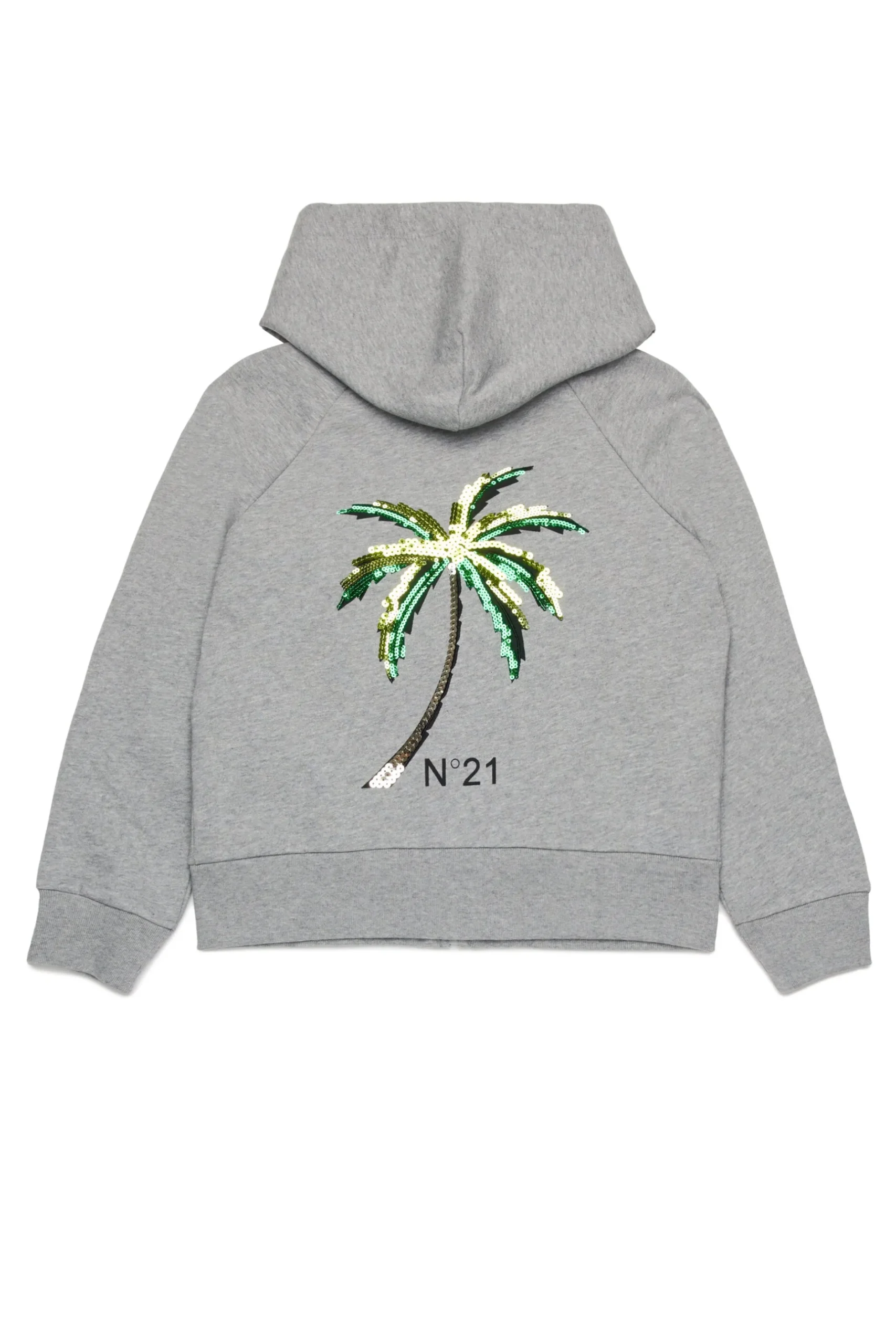 N°21 Felpa full zip con Palma in paillettes | Felpe