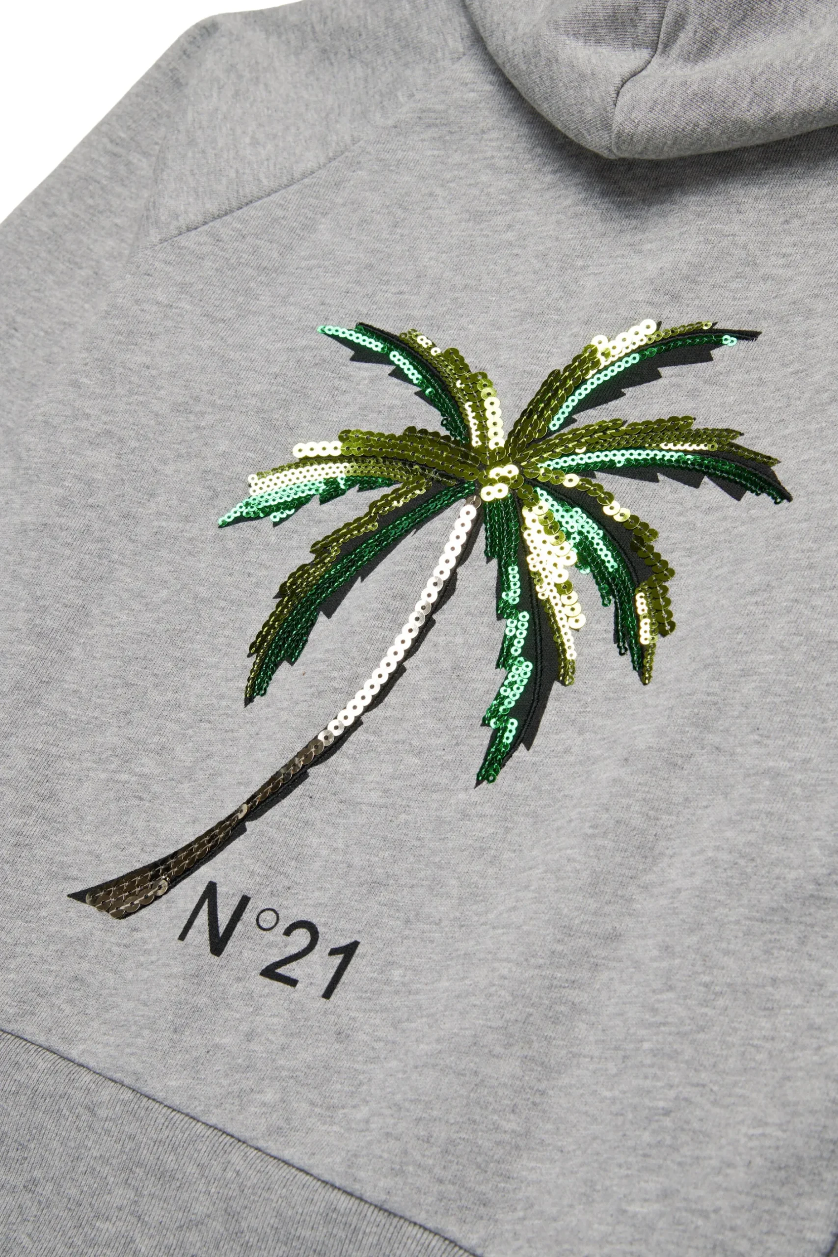 N°21 Felpa full zip con Palma in paillettes | Felpe