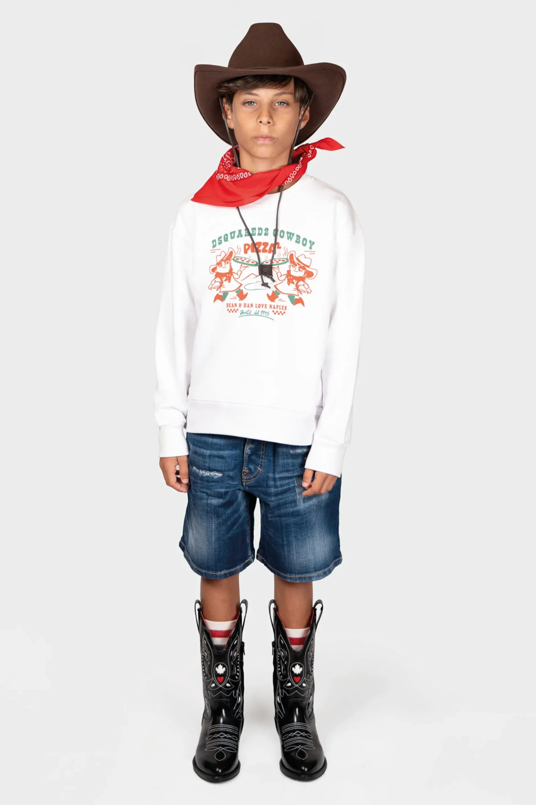 DSQUARED2 Felpa girocollo con grafica Cowboy Pizza | Bambino Felpe | Felpe