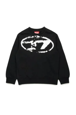 DIESEL Felpa girocollo con logo Oval D effetto used | Bambino Oval D By Diesel | Oval D By Diesel