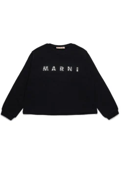 MARNI Felpa girocollo con logo in rhinestones | Bambino Felpe | Logomania