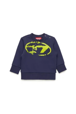 DIESEL Felpa girocollo con logo Oval D effetto used | Bambino Felpe | Oval D By Diesel