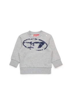 DIESEL Felpa girocollo con logo Oval D effetto used | Bambino Felpe | Oval D By Diesel