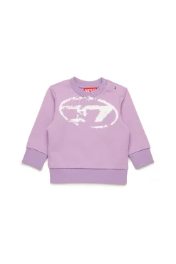 DIESEL Felpa girocollo con logo Oval D effetto used | Bambino Felpe | Oval D By Diesel