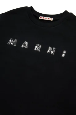 MARNI Felpa girocollo con logo in rhinestones | Bambino Felpe | Logomania