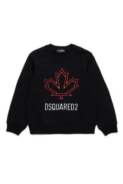 DSQUARED2 Felpa girocollo con Maple Leaf outline | Bambino Felpe | Logomania