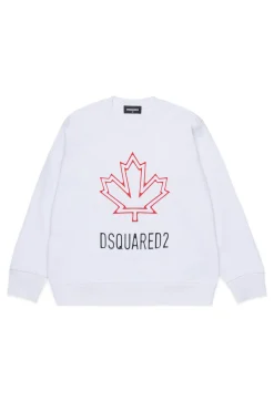 DSQUARED2 Felpa girocollo con Maple Leaf outline | Bambino Felpe | Logomania