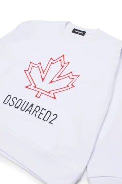 DSQUARED2 Felpa girocollo con Maple Leaf outline | Bambino Felpe | Logomania