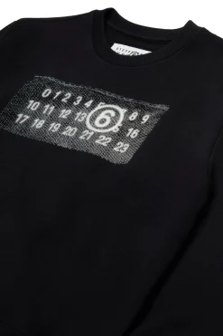 MM6 MAISON MARGIELA Felpa girocollo con Numeric Logo Pixel | Bambino Felpe | Logomania
