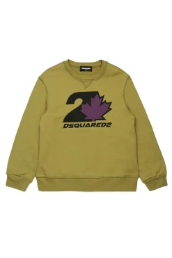 DSQUARED2 Felpa girocollo con stampa Maple Leaf | Bambino Felpe | Felpe