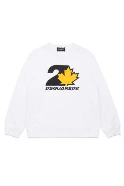 DSQUARED2 Felpa girocollo con stampa Maple Leaf | Bambino Felpe | Felpe