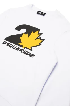 DSQUARED2 Felpa girocollo con stampa Maple Leaf | Bambino Felpe | Felpe