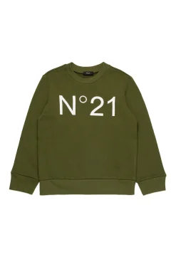 N°21 Felpa girocollo in cotone con logo | Bambino Felpe | Activewear