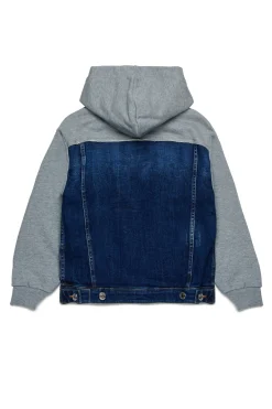 DSQUARED2 Felpa in denim e cotone con patch | Bambino Giacche E Cappotti | Denim-Mania