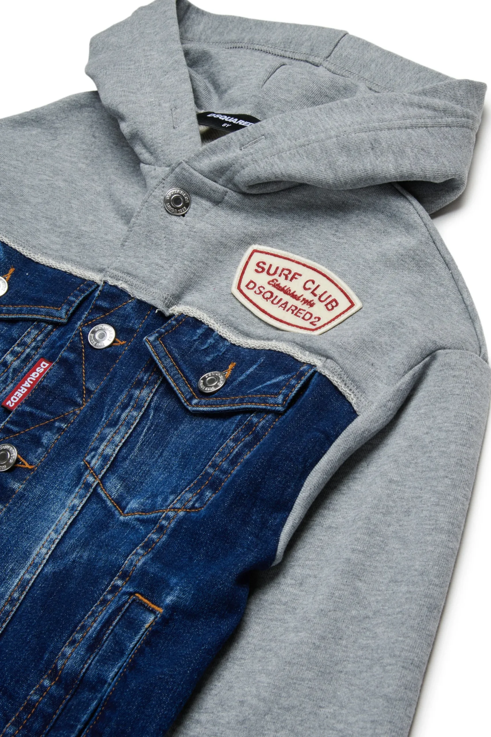 DSQUARED2 Felpa in denim e cotone con patch | Bambino Giacche E Cappotti | Denim-Mania