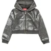 DIESEL Felpa in denim nero con paillettes | Felpe