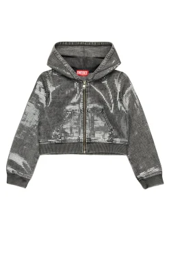 DIESEL Felpa in denim nero con paillettes | Felpe