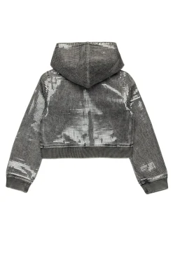 DIESEL Felpa in denim nero con paillettes | Felpe