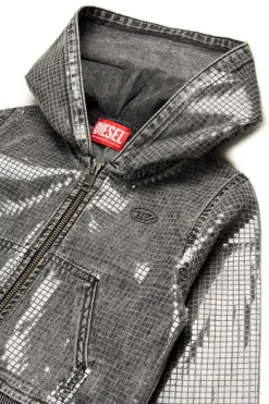 DIESEL Felpa in denim nero con paillettes | Felpe