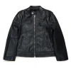 DIESEL Giacca biker in pelle con logo oval D | Bambino Giacche E Cappotti