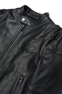 DIESEL Giacca biker in pelle con logo oval D | Bambino Giacche E Cappotti