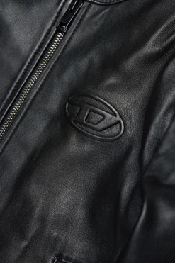 DIESEL Giacca biker in pelle con logo oval D | Bambino Giacche E Cappotti
