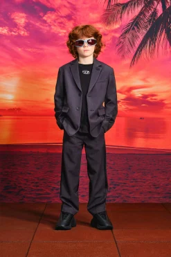 DIESEL Giacca blazer doppio tessuto con logo Oval D | Bambino Party Looks | Party Looks