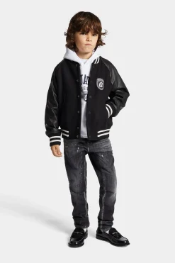 DSQUARED2 Giacca bomber in panno con logo college | Bambino Giacche E Cappotti | Giacche E Cappotti