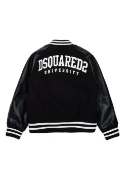 DSQUARED2 Giacca bomber in panno con logo college | Bambino Giacche E Cappotti | Giacche E Cappotti
