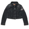 DIESEL Giacca cropped in denim nero | Bambino Giacche E Cappotti | Denim-Mania